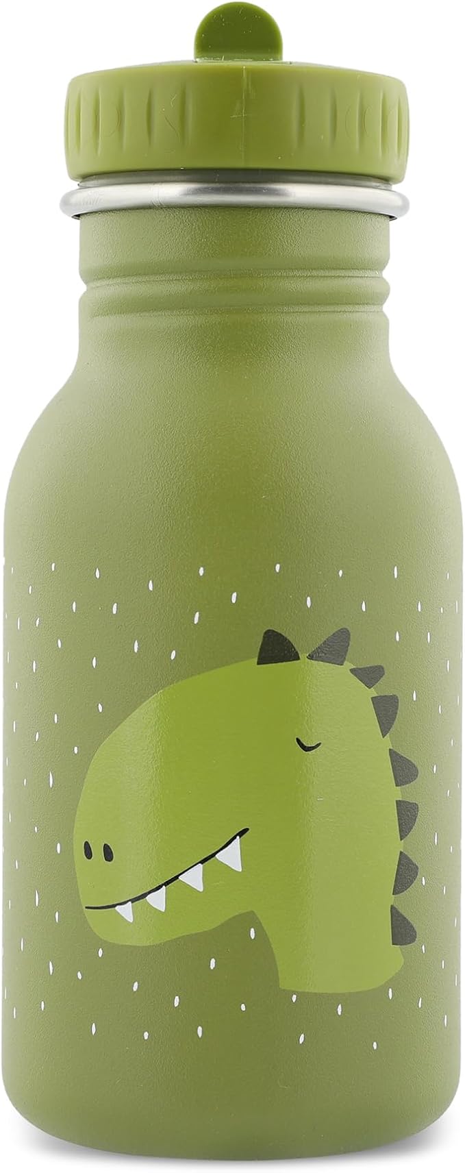 TRIXIE - Children's Stainless Steel Water Bottle 350ml - Mr. Dino (Dinosaure), Green