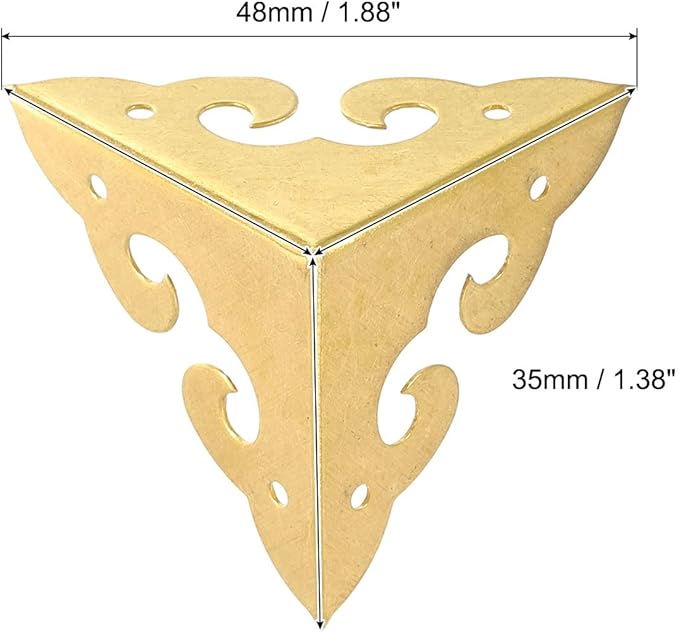 uxcell 4 Pcs Brass Edge Guard, 35mm Decorative Box Corner Cover, Corner Protector, Vintage Stair Dust Corners with Screws, Gold