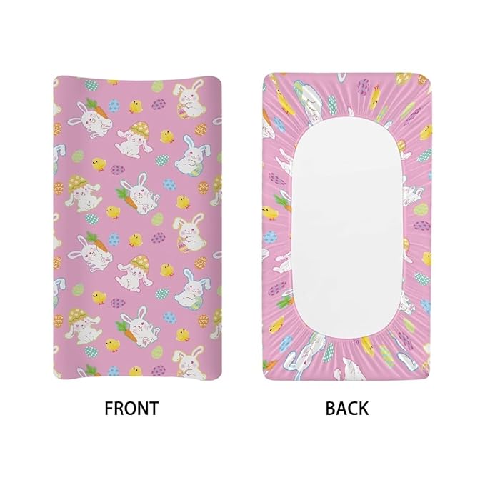 Easter Baby Changing Pad Cover Pink Diaper Changing Pad Cover Rabbit Changing Table Pad Cover Soft Breathable 32''*16'' Girl Nursery Decor