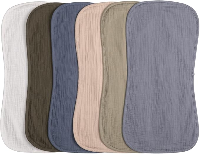 Muslin Burp Cloths 20" x 10",100% Cotton Pack of 6r, Extra Soft and Absorbent,Suitable for both boys and girls