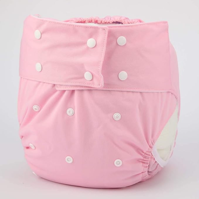 Adult Cloth Diaper Cover Nappy Reusable Washable Adjustable for Disability Incontinence Person (Pink)
