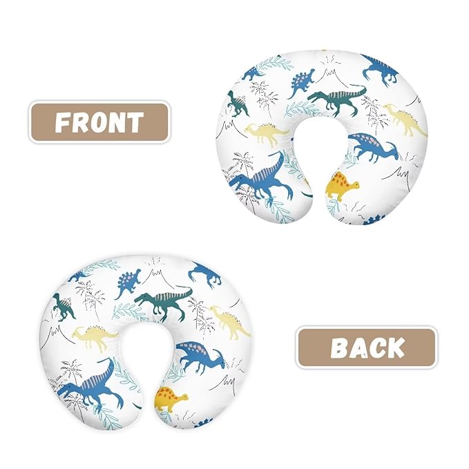Nursing Pillow Case for Newborn Cute Dinosaur Breastfeeding Pillow Slipcover for Baby Boys & Girls Soft Fabric Fit Snug On Infant Washable & Breathable