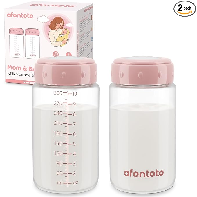 2PCS Breastmilk Storage Bottle, BPA Free Wide-Neck Spectra Bottles for Pumping, Storage Collection Baby Bottles for Fridge & Momcozy Breast Milk Cooler, Breastfeeding Bottle, 10 oz