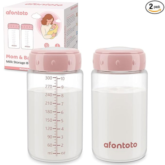 2PCS Breastmilk Storage Bottle, BPA Free Wide-Neck Spectra Bottles for Pumping, Storage Collection Baby Bottles for Fridge & Momcozy Breast Milk Cooler, Breastfeeding Bottle, 10 oz