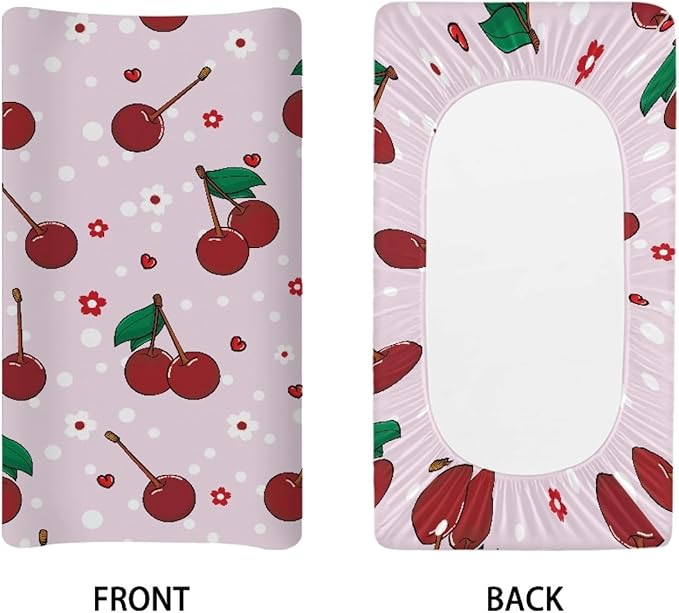 Changing Pad Cover, Cherry with Floral Print Soft Breathable Diaper Changing Table Cover for Baby Boys Girls, Changing Pad Sheets