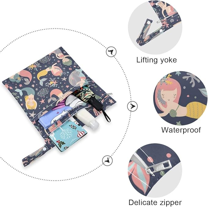Cactus Plant Wet Dry Bag for Cloth Diaper&Swimsuit,Travel&Beach - Water Resistant Wet Bags - Perfect for Wet Clothes, Toiletries, 2 Pack