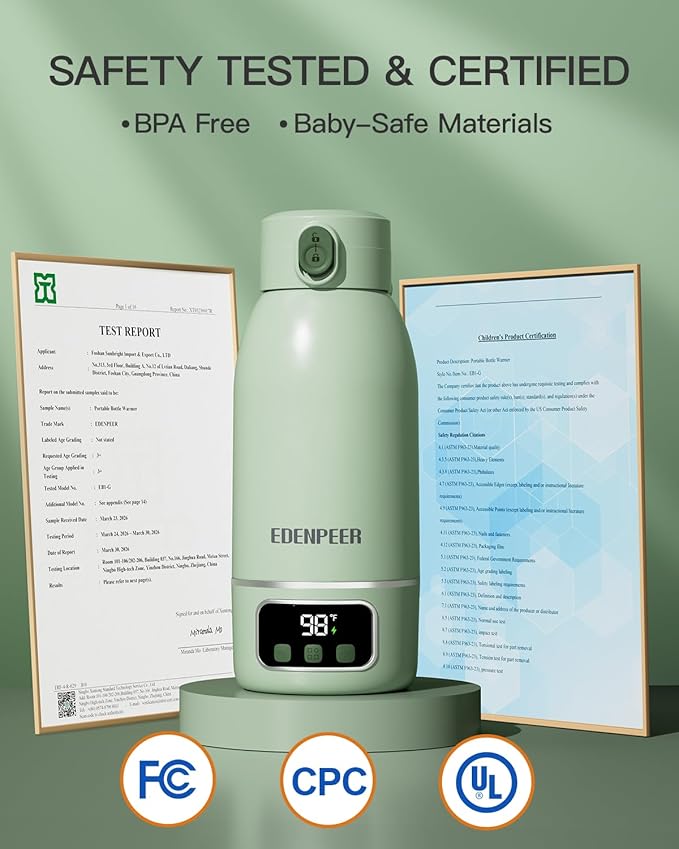 Portable Bottle Warmer on The Go, 17.6 OZ 120 W Fastest Heating, for Breast Milk & Water, 17400 mAh Battery, Precise Temperature Control, 48H Keep Warm, Rechargeable Baby Milk Warmer for Car & Outdoor