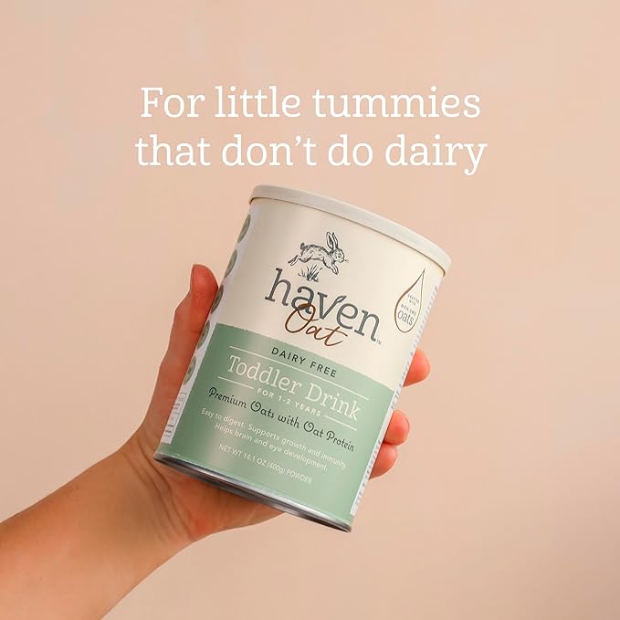 Haven Oat Toddler Formula, Plant Based Dairy Free Oat and Oat Protein Powder for Toddlers With Probiotics, Prebiotics, Lutein and Omega 3 Dha, Easy Digestion Formula, Non GMO, American Made, 14.1 Oz