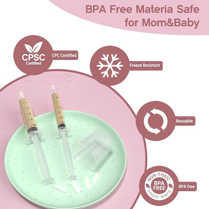 60 Sets 3Ml Colostrum Collector Kit Include 60 3ml No Needle Sterile Syringes with Cap, 4 Measuring Cup, 6 Zip-lock Storage Bags, 60 Labels for Breast Milk Collector