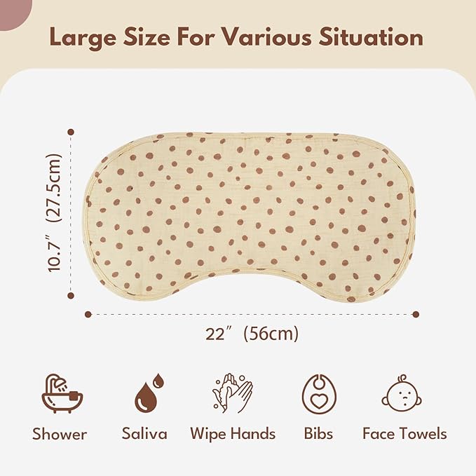 Muslin Burp Cloths with Snaps,Multi-Use Burpy Bib 100% Cotton for Spit Up & Drool,Large 22"X11" Extra Absorbent Burping Cloth for Newborn Boys Girls Essentials,Red