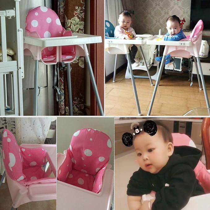 ZARPMA Highchair Cushion for IKEA Antilop High Chair, NEW Version Baby Highchair Seat Covers, More Thick, Washable Foldable, Child Chair Insert Mat Padding (Pink)