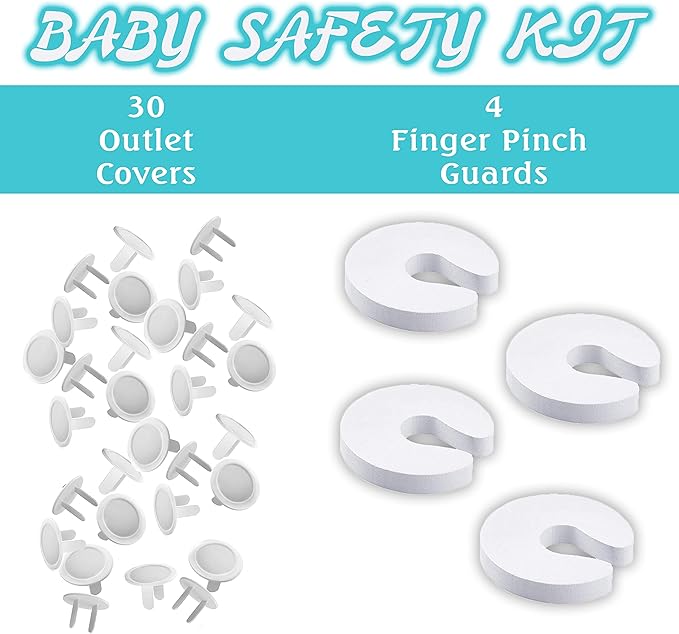 Baby Safety Kit - Outlet Cover - 30 Pack - Finger Pinch Guard - 4 Pack…