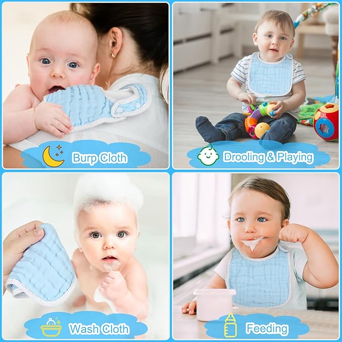 Accmor Muslin Baby Bibs, 6 Pack Soft Cotton Baby Bandana Drool Bibs for Boys Girls Teething and Drooling