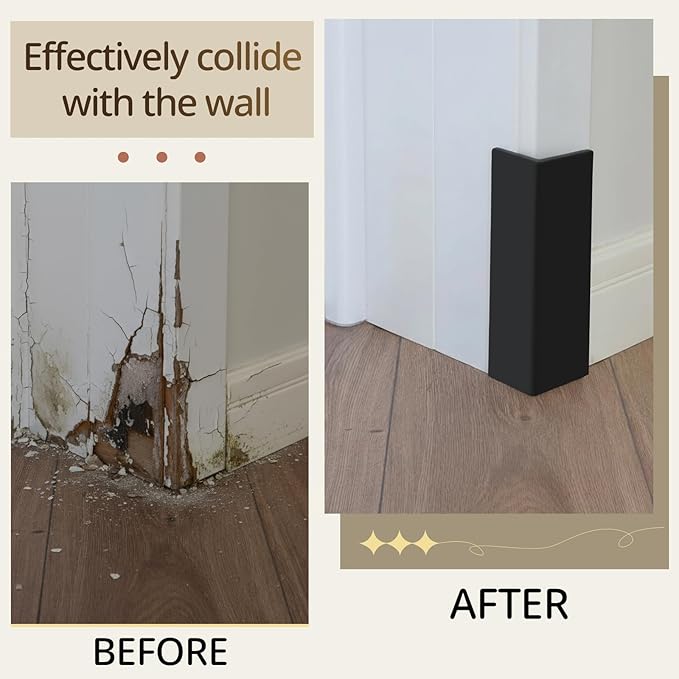Pangda Baseboard Corners Blocks Self Adhesive Rubber Safety Corner Protectors Proofing Edge Guard Corner Cushion for Wall Furniture Edge(Black,8 Pcs)