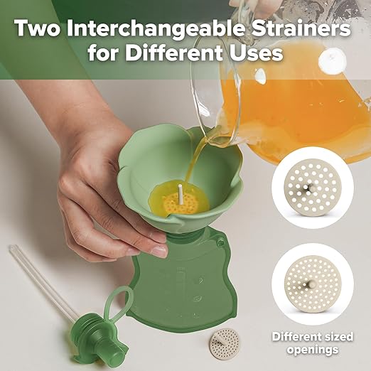 haakaa Fill & Go Yummy Pouch ＆ Flower Funnel Combo - Pea Green Pouch (2pcs) + Spring Green Funnel