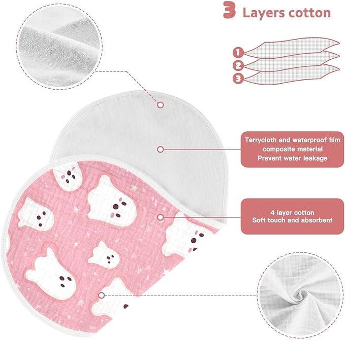 vvfelixl Flying Halloween Ghost Burp Cloths for Baby Boy Girls Baby Washcloths Burp Rags 1 Pack