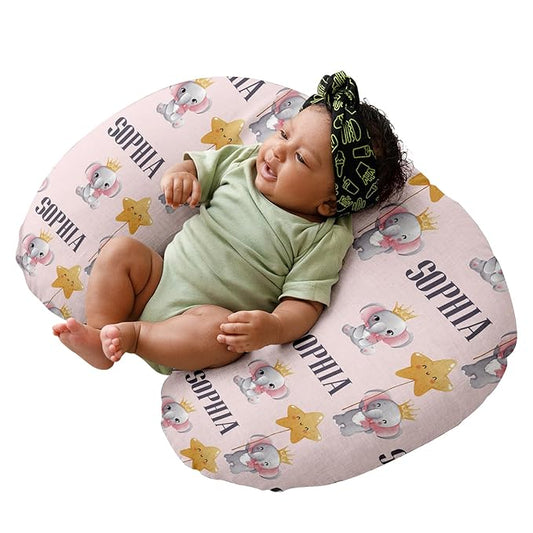 Dyoart Custom Baby Nursing Pillow Cover for Nursing, Pink Elephant Removable Nursing Covers for Breastfeeding Pillows, Ultra Soft Comfortable Slipcover for Newborn Baby Boys and Girls