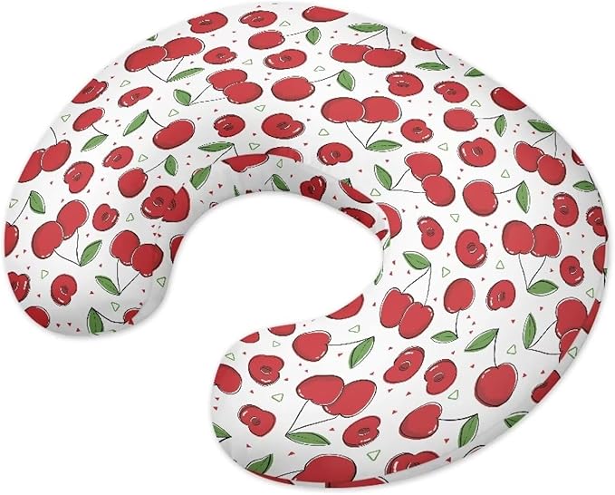 Cherry Feeding Pillow Cover Washable & Breathable Nursing Pillow Slipcovers Breastfeeding Newborn Feeding Cushion Cover Practical Gift, Best Choice for Mom Cover Only