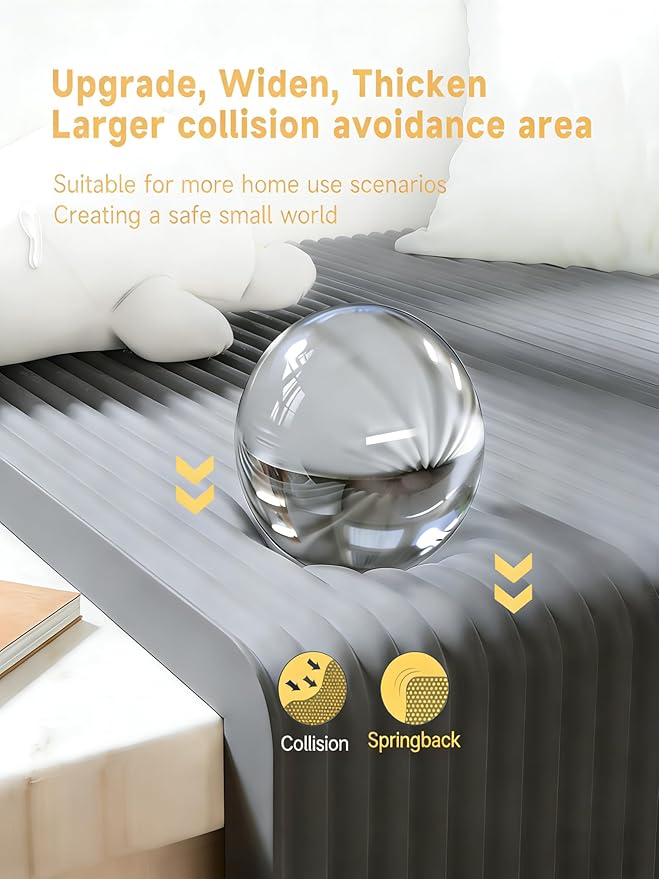7.9''W Extra-Wide Edge Protector, 6.56FT 0.79''Th Baby Proofing Corner Guards, Safety Furniture Bumper, Pre-Taped, Thick Soft Rubber Foam Padding for Fireplace Table Stair Cabinet (Grey)