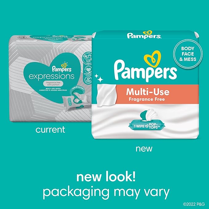 Pampers Multi-Use Wet Wipes, 1X Pop-Top, Hypoallergenic and Dermatologist-Tested Baby Wipes, Fragrance Free, 56 Count
