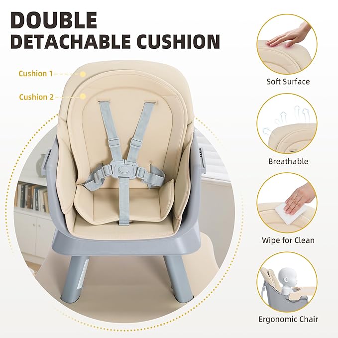 Baby High Chair, 8 in 1 Convertible Highchair, Booster Seat, Building Block/Activity Table, Stool, Feeding Chair with Dishwasher-Safe Tray, High Chairs for Babies and Toddlers (Coffee)