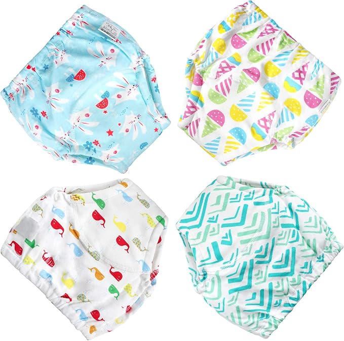 MooMoo Baby Cotton Training Pants 4 Pack Padded Toddler Potty Training Underwear for Boys and Girls-12M-5T Pink
