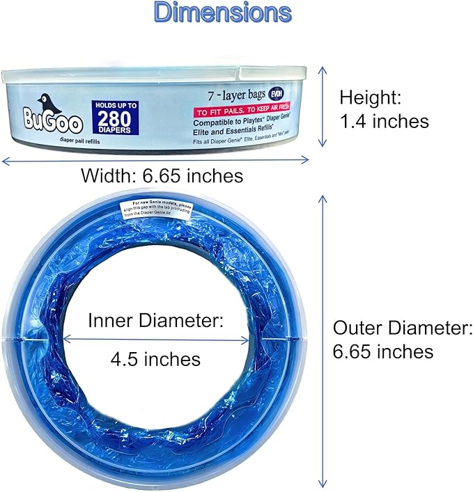 Diaper Pail Refill Bags Compatible with Diaper Genie & Munchkin, 7-layer Thick Odor Lock Unscented Trash Disposal, 5 Pack 1400 Count