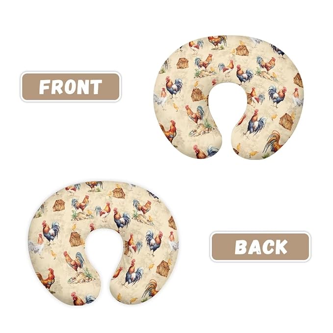 Rooster Baby Nursing Pillow Cover Soft Neutral Breastfeeding Pillow Slipcover for Bottle Feeding, Lightweight Decorative Custom Gifts for Toddler Infant