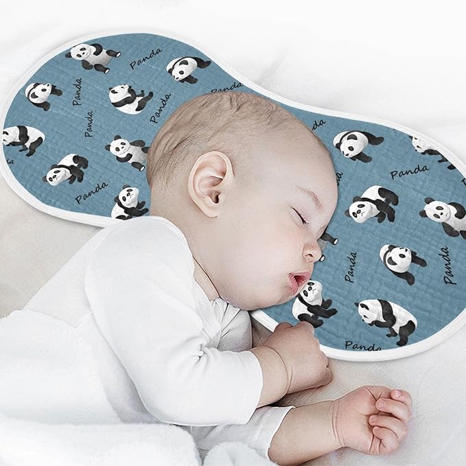 Muslin Burp Cloths for Baby Boys and Girls - 1-Pack Ultra Absorbent Cute Panda Muslin Washcloths, Newborn Towel, Milk Spit Up Rags, Burp Cloth Bib for Unisex, 22 x 11 Inch