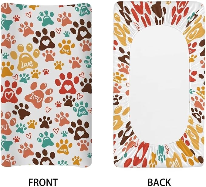 Colorful Dog Paw Changing Pad Cover Neutral Crib Cover Baby Changing Table Diaper Change Table Pads White FBreathable Changing Mat Sheet