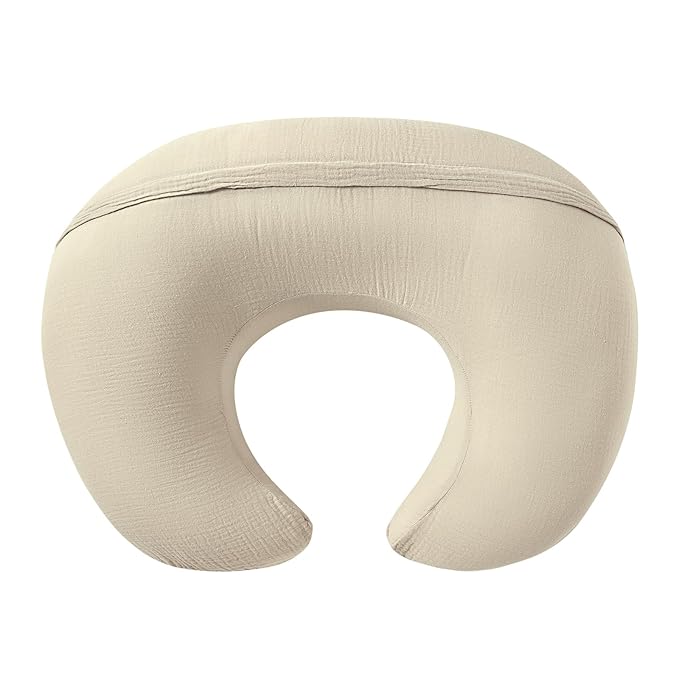 Muslin Nursing Pillow Covers, 2 Pack Breastfeeding Pillow Cases Slipcover for Baby Newborn Boys & Girls, Sand