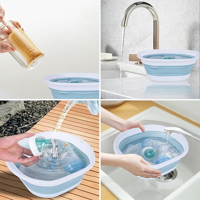 Baby Bottle Wash Basin, Bottle Washing Basin - Collapsible Wash Basin for Baby Bottles, Reusable Sink Basket for Baby Bottle Cleaning, Portable Bottle Tub for Home and Travel (with Hook)