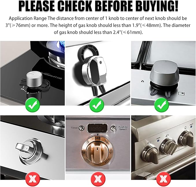 Stove Knob Safety Locks – Gas Stove Oven Knob Safety Covers –Child and Pets Proofing Locks (5 Pack) Black