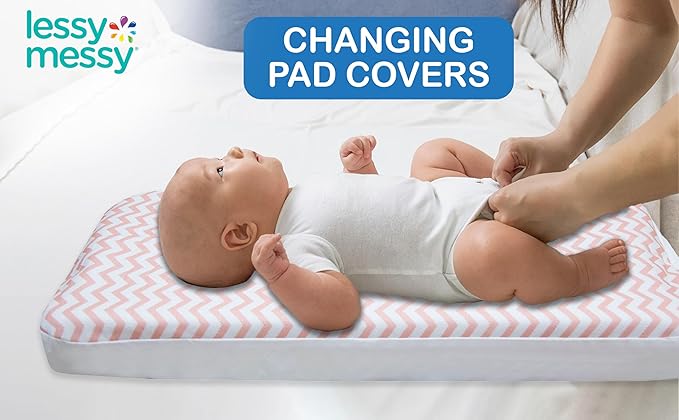 Waterproof/Leak-Proof Diaper Changing Pad Covers with Elastic Edges – Fits Standard Changing Pads – Soft, Unique Machine Wash & Dryer Safe, Snug Fit – (Coral)