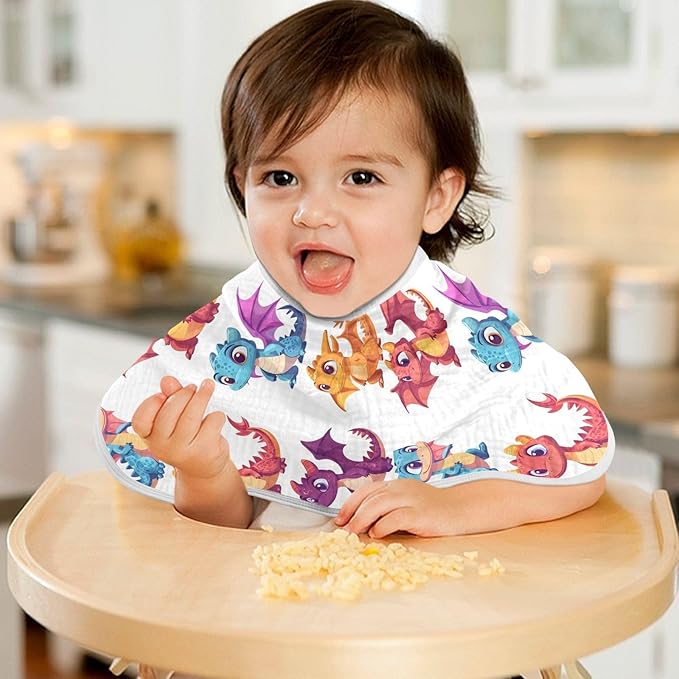 vvfelixl Cute Little Dragons Burp Cloths for Baby Boy Girls Baby Washcloths Burp Rags 1 Pack
