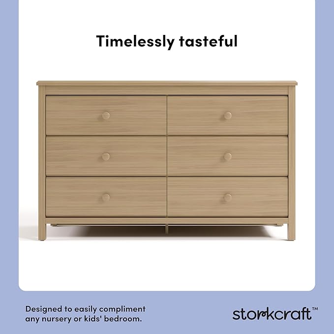 Storkcraft Alpine 6-Drawer Dresser (Driftwood) – GREENGUARD Gold Certified, Brown Dresser for Bedroom, Kids & Nursery Storage Drawers, Safety Interlocking Drawers, Pre-Installed Tracks, Kids Bedroom