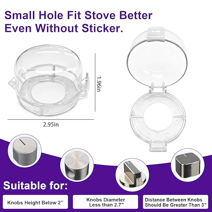 Stove Knob Covers for Child Safety, 5 Pack White Gas Stove Protector, Baby Proof Kitchen Knob Guards, Heat Resistant Clear Stove Knob Covers, Easy Install Universal Design