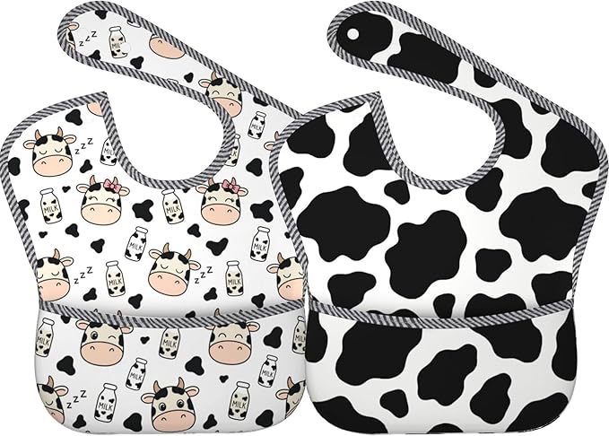 Bibs Cute Baby Stuff 2Packs for 6-24 Months Waterproof Washable Fabric