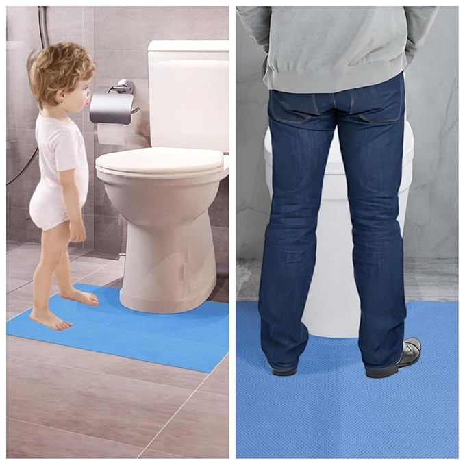 Blue Disposable Toilet Mats for Clean and Hygienic Bathroom,Upgraded Disposable Toilet Mat for Potty Training&Adults,Super Absorbent,Non-Slip,25 Pack U-Shape Pee Pads,24" x 22"