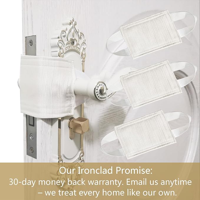 Baby Proof Door Silencer & Cloth Latch Cover - Quiet Soft Close Anti-Slam Pads Prevent Slamming Noise & Accidental Locking, Safety for Nursery & Toddler (3 Pack, Beige, 4.1x3.1 Inches)