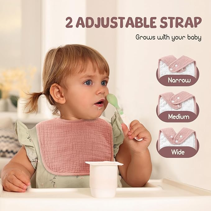 POIKSHARK 6-Pack Muslin Baby Bibs for Unisex Boys Girls, Cotton Baby Drool Bibs, Drooling and Teething Bibs for Infant