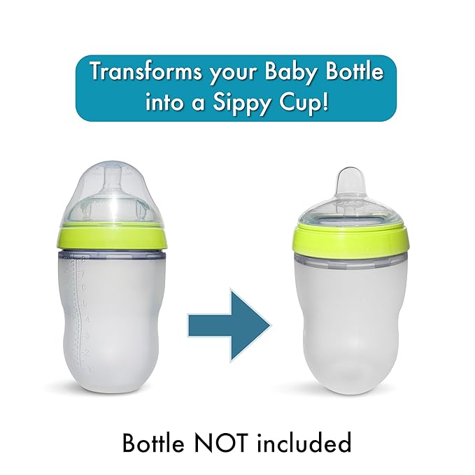 Sippy Spout Nipples for Comotomo (original and Gen 2), Mason Glass and haakaa Baby Bottles, 2-Count, Food Grade Soft Silicone, Spill-proof, Transition Nipples, Converts to Sippy Cup BPA-free 4+ months
