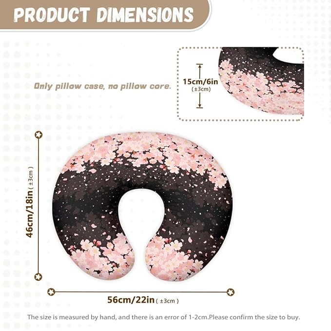 Cherry Blossom Nursing Pillow Slipcover Dustproof Skin-Friendly Nursing Pillow Cover Stretchy Removable Bottle and Breastfeeding Cover for Boys and Girls