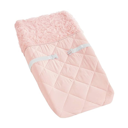 Sweet Jojo Designs Pink Floral Rose Girl Baby Nursery Changing Pad Cover - Solid Light Blush Flower Luxurious Elegant Princess Vintage Boho Shabby Chic Luxury Glam High End Roses