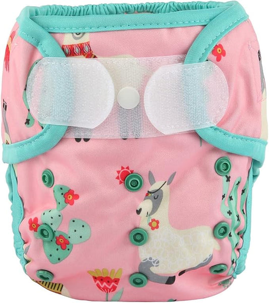 Baby Cloth Diaper Cover Nappy Hook and Loop Double Gusset 6.6lbs to 33lbs (Pink Alpaca) One Size