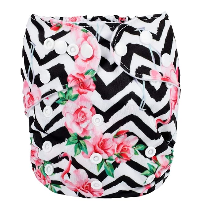 Baby Pocket Diaper Nappy Reusable Washable 8lbs to 36lbs (Chevron Flamingo)