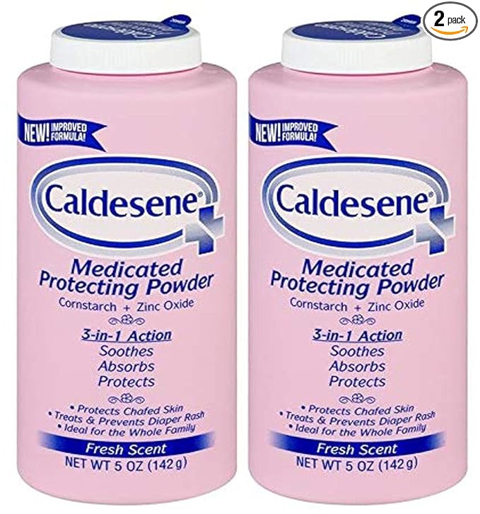 Caldesene Medicated Protecting Body Powder with Zinc Oxide and Cornstarch, Talc Free, 5 Oz (Pack of 2)