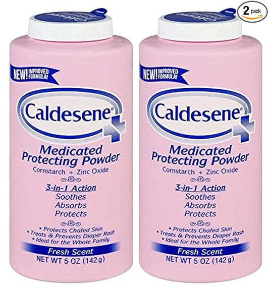 Caldesene Medicated Protecting Body Powder with Zinc Oxide and Cornstarch, Talc Free, 5 Oz (Pack of 2)
