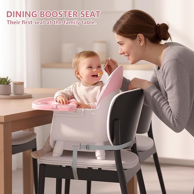6 in 1 Baby High Chair for Babies and Toddlers, Booster Seat, Kids Learning Table & Chair (Pink)