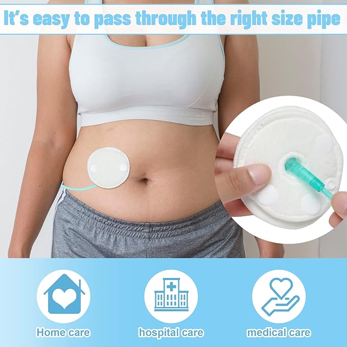 Sosation 20 Pack Feeding Tube Pads G Tube Button Pad with Cover Reusable Feeding Supplies Cotton Button Covers Peritoneal Abdominal Dialysis Peg Supplies for Nursing Care, White